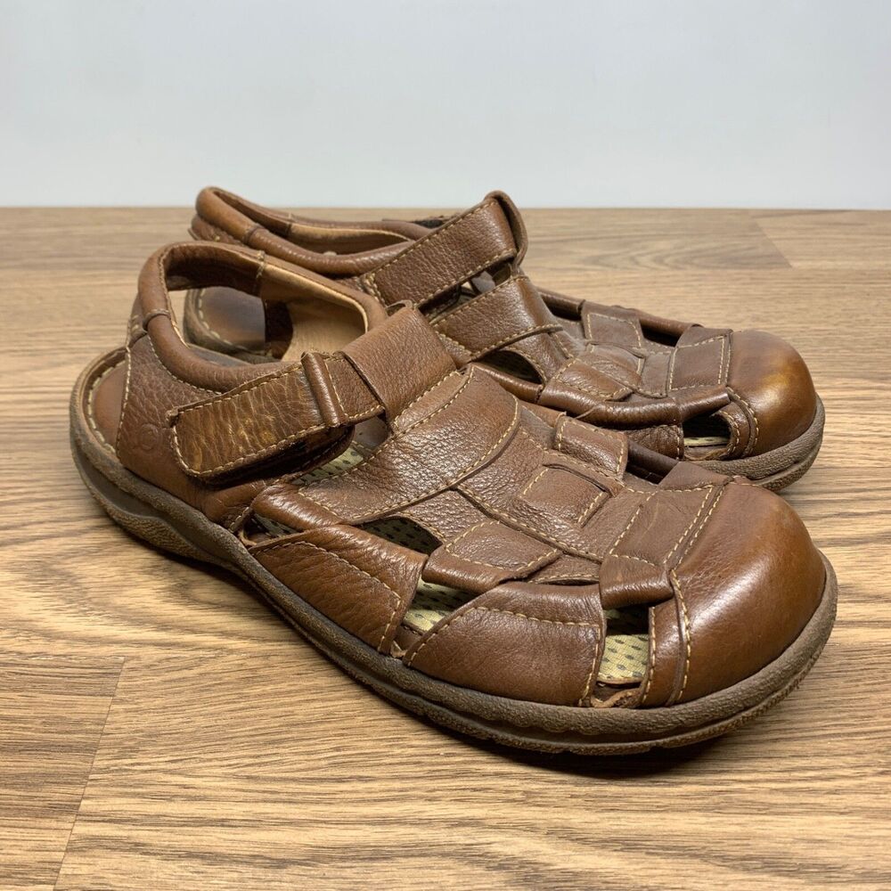 Born‎ Cabot III Fisherman Brown Leather Closed Toe Casual Sandals Men's Size 10